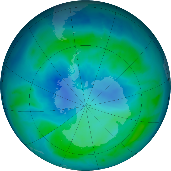 Antarctic ozone map for 17 February 2012